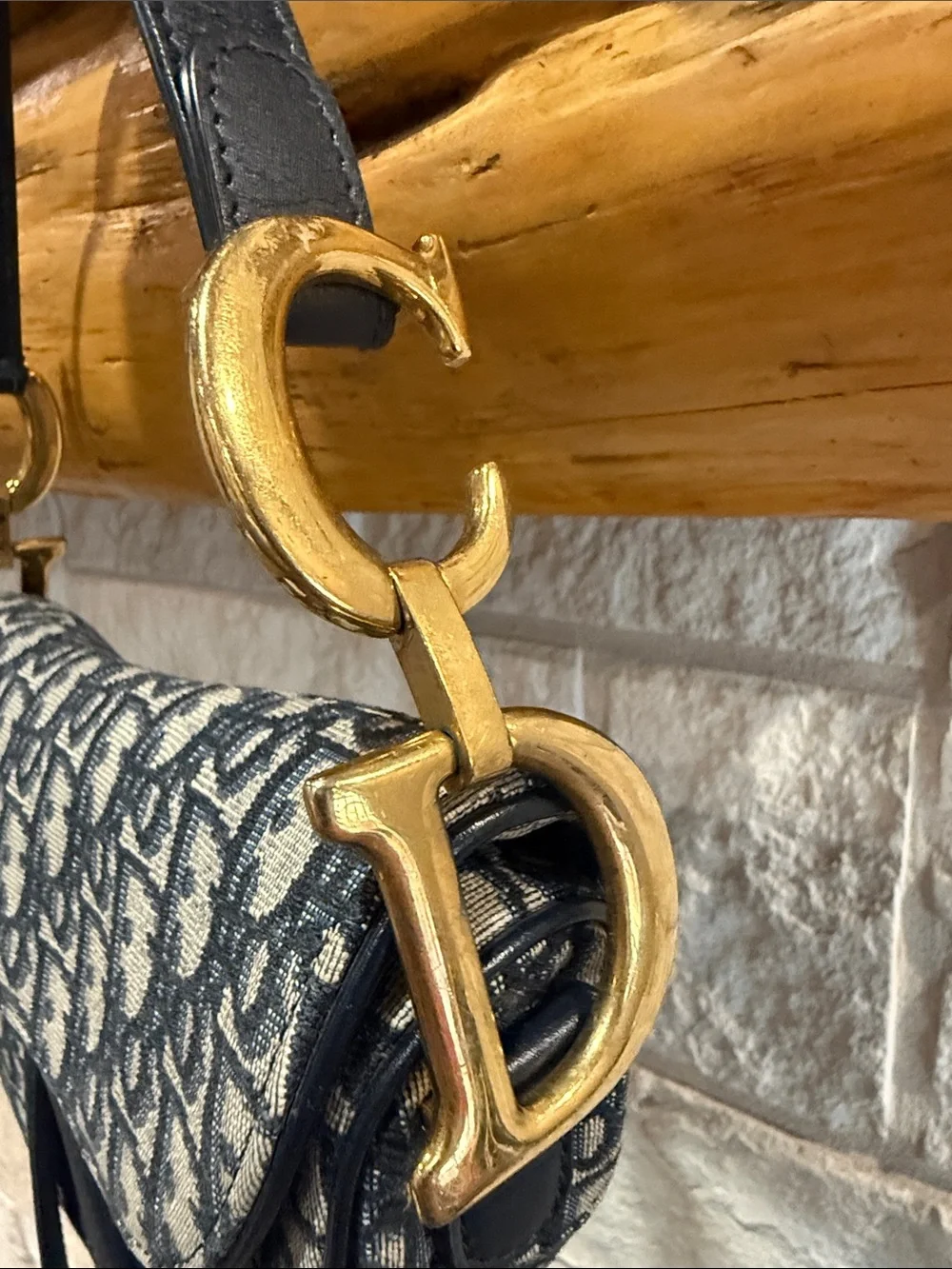 Christian Dior Blue Oblique Jacquard Saddle Bag Medium
